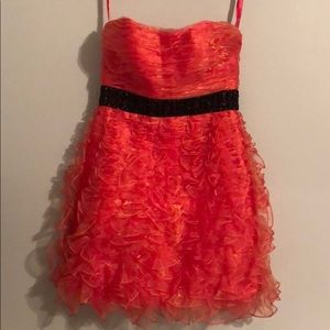 Bright Coral Ruffle Dress